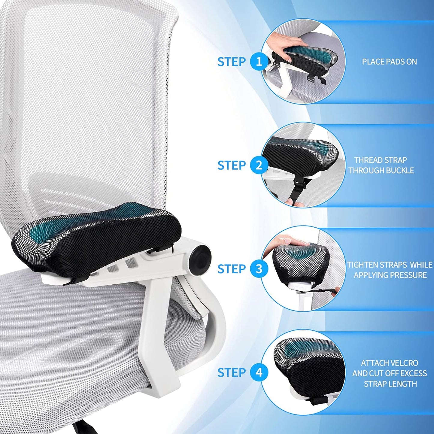 BEAUTRIP Ergonomic Armrest Pads- Office Chair Arm Rest Cover Pillow - Elbow Support Cushion for Computer, Gaming and Desk Chairs (Set of 2, Mesh Cover)