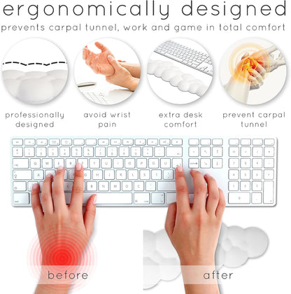 Purple Cloud Keyboard Wrist Rest – Create-ables Qloud Purple Wrist Rest for Computer Keyboard and Mouse, Ergonomic Memory Foam Wrist Pad with Non-Slip Base, Includes Cloud Mouse Pad