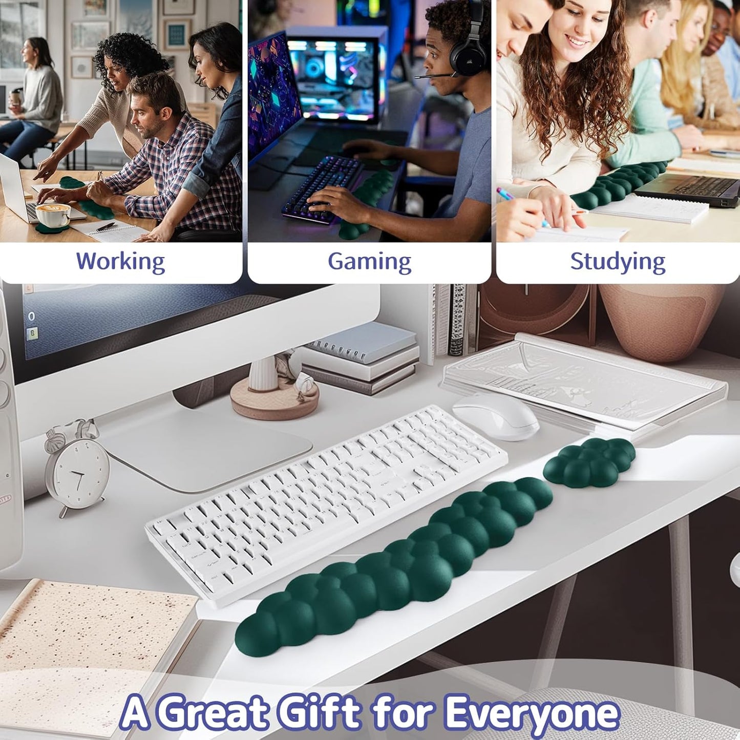 Sushret Cloud Wrist Rest for Keyboard and Mouse, Memory Foam PU Leather Keyboard Wrist Rest with Ergonomic Support, Non-Slip Base, Cute Arm Rest Pad & Palm Cushion, Office Desk Accessory, Purple