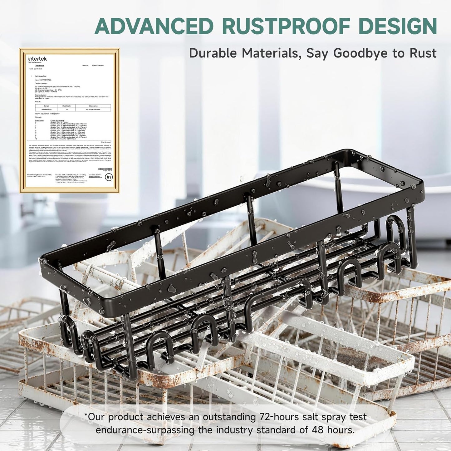 Veken Shower Caddy 6-Pack, Advanced Rustproof Design, No Drilling Adhesive Shelves, Rack with Soap Holder, Large Capacity Bathroom Organizers and Storage, Wall-Mounted Kitchen & Home Decor