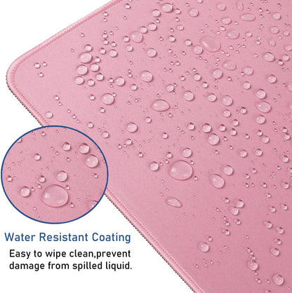 Large Extended Gaming Mouse Pad with Stitched Edges, (31.5X15.7In) Durable Non-Slip Natural Rubber Base, Waterproof Computer Keyboard Pad Mat for Esports Pros/Gamer/Desktop/Office/Home-Black