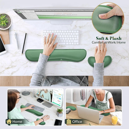 Gimars Upgrade Enlarge Silky and Superfine Fabric Gel Memory Foam Keyboard Wrist Rest Set, Ergonomic Keyboard Mouse Wrist Support for Typing Pain Relief, Comfort for Office, Gaming, Computer, Black