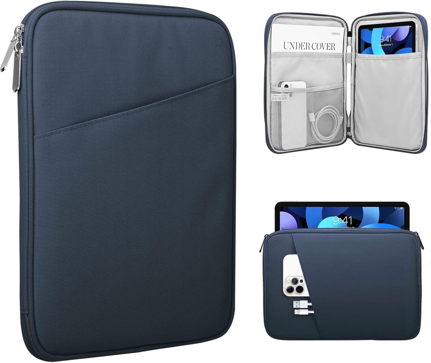TiMOVO 9-11" Tablet Sleeve Bag for iPad 11-inch A16 2025, iPad 10.9"/10.2"| Air 11 Inch/5th/4th Gen. 10.9", Galaxy Tab A9+/A11Plus 11", Protective Bag with Pocket, Black