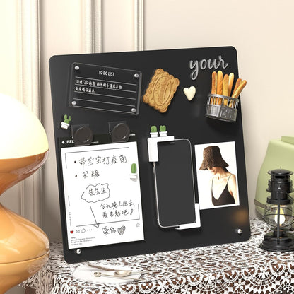 FANXIYQ Black Magnetic Board for Desk, Metal Magnet Display Board for Magnets & Souvenirs, Travel Magnet Board & RV Sticker Board, Magnetic Memo Board with Removable Foot Pads