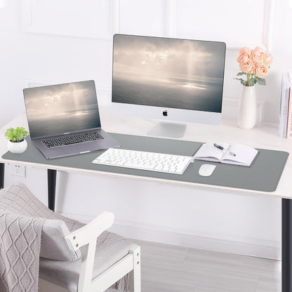 AFIING Large Desk Mat 47" x 17", Dual-Sided Natural Cork & PU Leather Desk Pad, Non-Slip Waterproof Mouse Pad for Office, Home & Gaming, Black