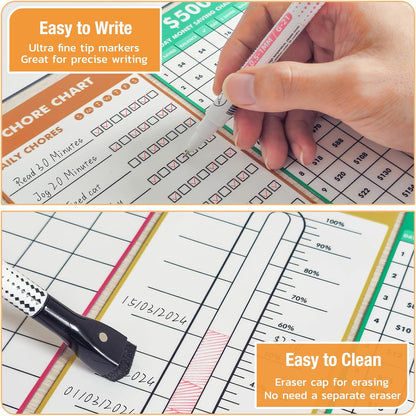 HOMiDEK Dry Erase Whiteboard for Fridge - Magnetic White Board for Refrigerator - 2 Sheets of Weekly Calenders, Monthly Habit Tracker, Memo Pad, to Do List and 4 Markers - 4" x 10"