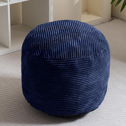 HIGOGOGO Round Stuffed Pouf Ottoman, Corduroy Poufs with Foam Chunk Filling, Furry and Fluffy Pouf Foot Stool Storage Ottoman, 20 X 15 Floor Poufs Foot Rest for Living Room, Dark Grey