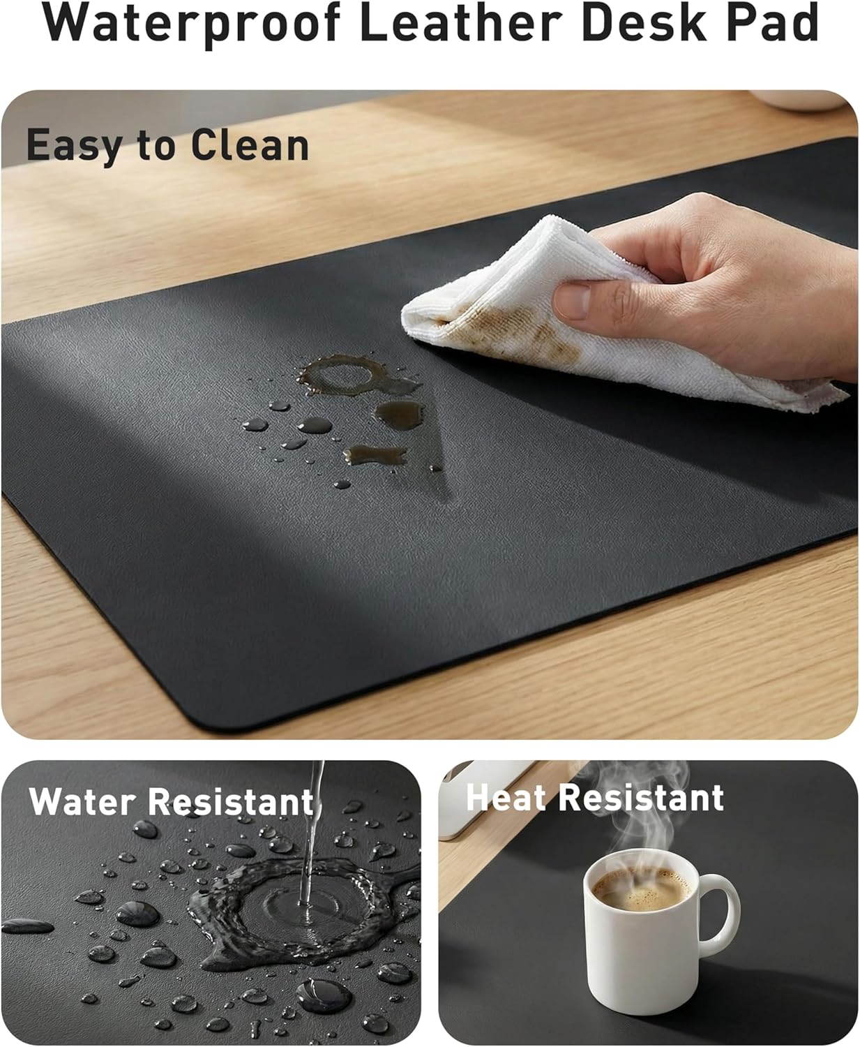 Aothia Leather Desk Pad Protector, Mouse Pad, Office Desk Mat, Non-Slip PU Leather Desk Blotter, Laptop Desk Pad, Waterproof Desk Writing Pad for Office and Home (Brown,23.6" x 13.7") - Colors B