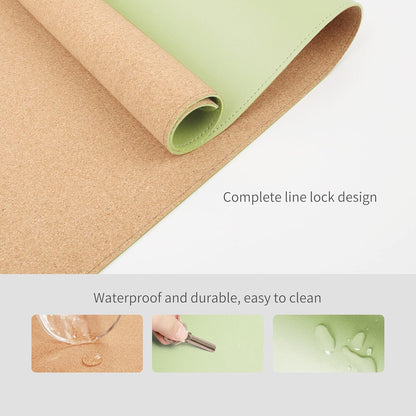 RENMTURE Dual-Sided Mouse Pad, Natural Cork & PU Leather Large Desk Pad for Office and Home Work, Desk Protector Non-Slip, Waterproof, Easy Clean (Olive Green, 32"x16")