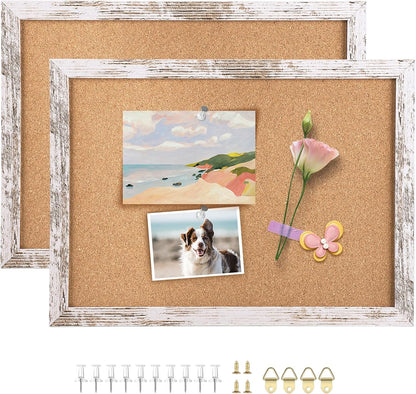 Cork Board Bulletin Board, 11.8x8.6 inches Mini Decorative Hanging Framed Cork Boards for Walls, Pin Board Vision Board for School Home Office, Bulletin Board with Wooden Frame(2230,WH,1p)