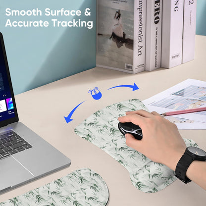 RICHEN Keyboard Wrist Rest Pad and Mouse Wrist Rest Support Mouse Pad Set,Sturdy & Comfortable & Lightweight for Easy Typing & Pain Relief-Ergonomic Support (Brown)