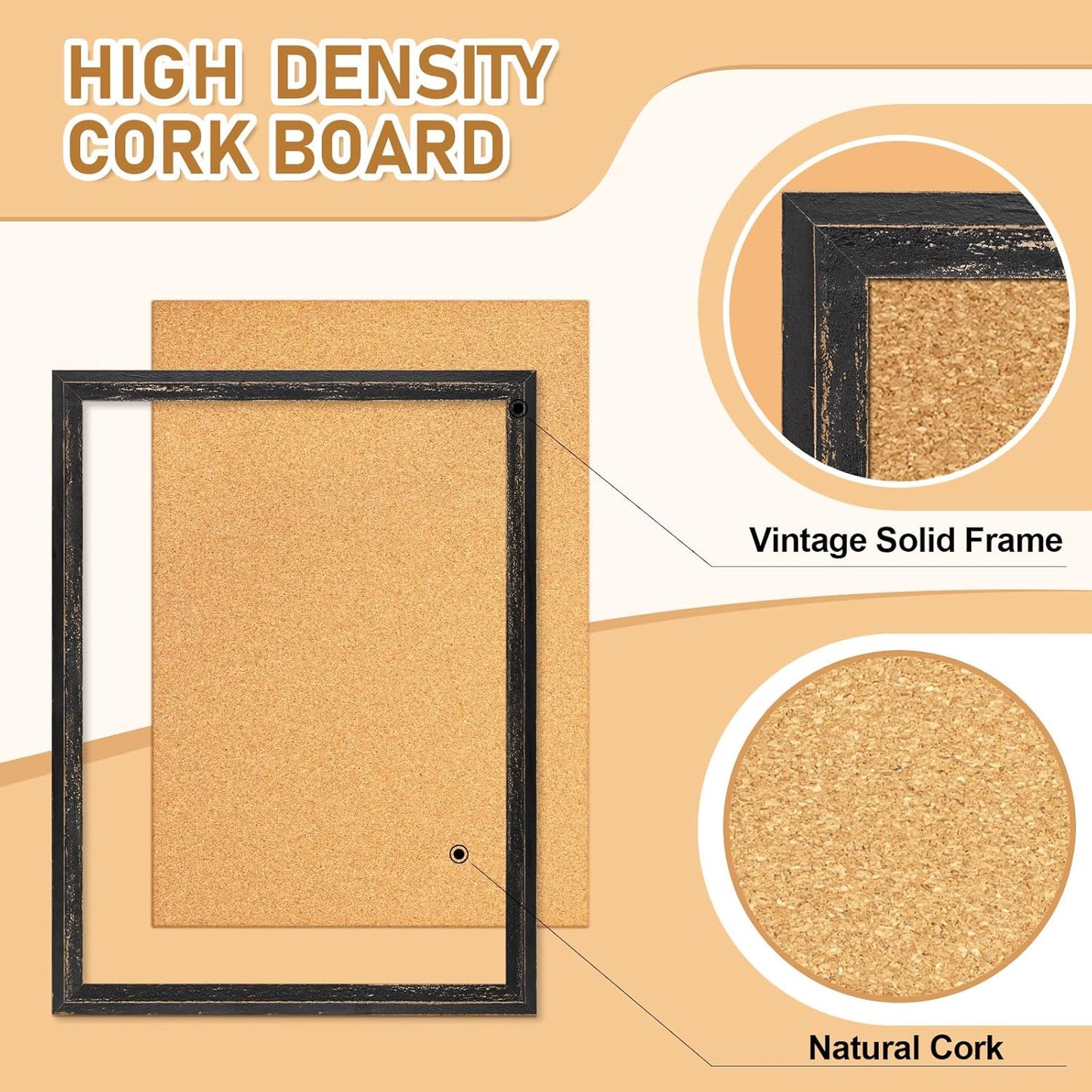 DOLLAR BOSS White Cork Board for Wall - 24 X 18 Inches, Rustic Wooden Frame Bulletin Board, Decorative Hanging Pin Board for Office & Home Decor