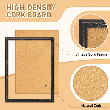 DOLLAR BOSS White Cork Board for Wall - 24 X 18 Inches, Rustic Wooden Frame Bulletin Board, Decorative Hanging Pin Board for Office & Home Decor