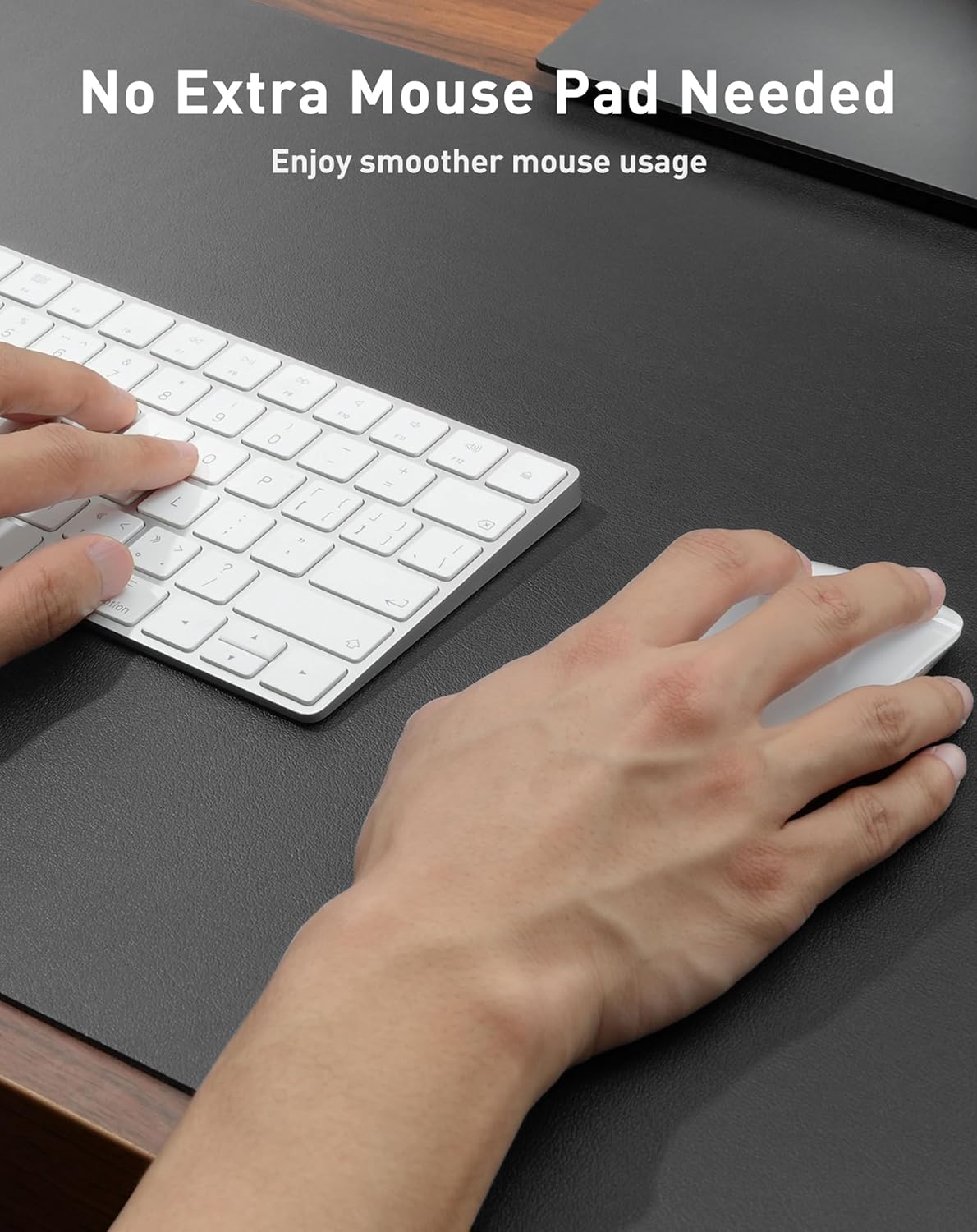 Aothia Non-Slip Waterproof PU Leather Desk Pad Protector for Mouse, Writing Desk, Office, Home, Laptop Blotter, 23.6" x 13.7", Black - Colors B