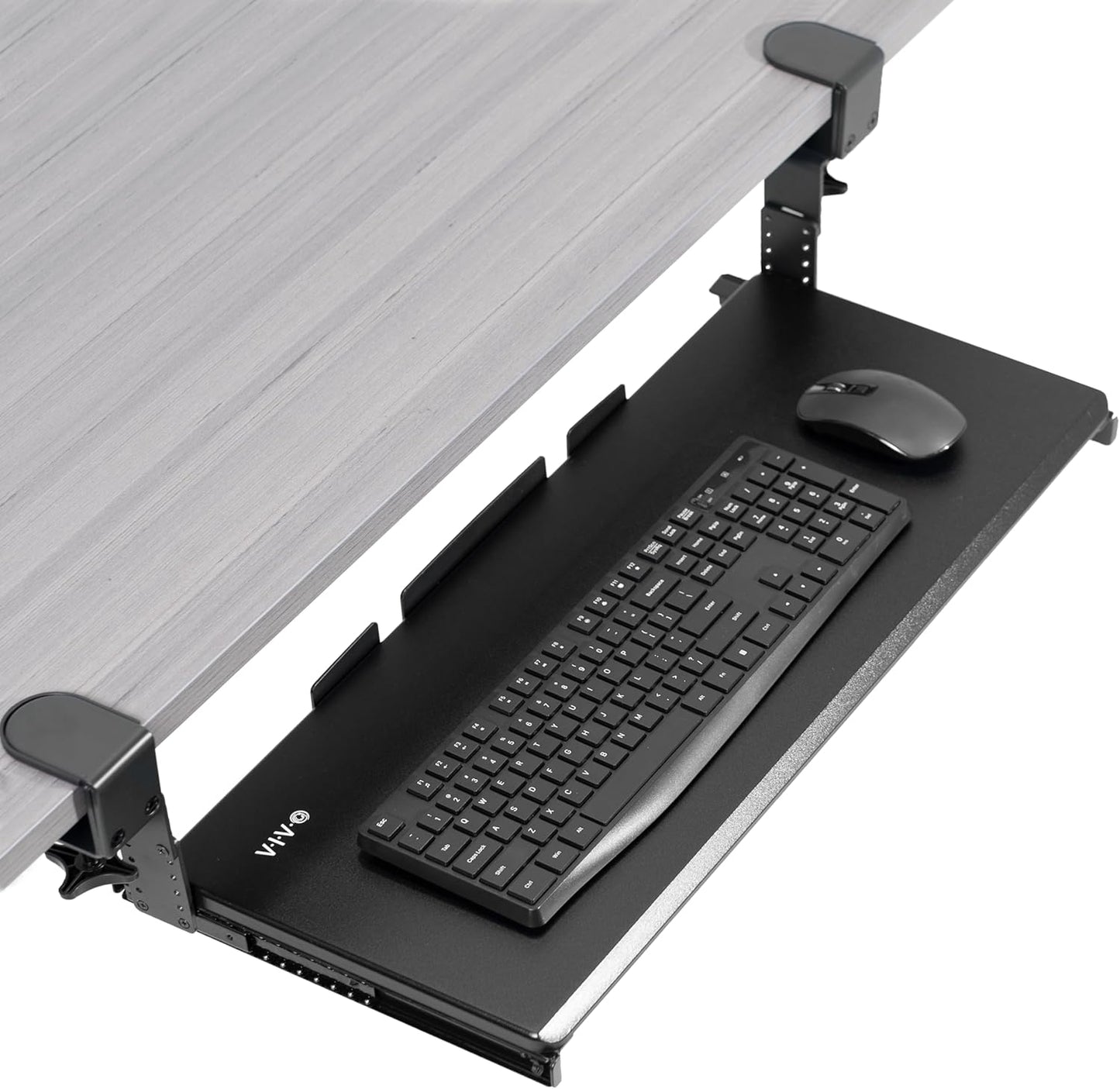 VIVO Large Height Adjustable Under Desk Keyboard Tray, C-clamp Mount System, 27 (33 Including Clamps) x 11 inch Slide-Out Platform for Typing, White, MOUNT-KB05HW
