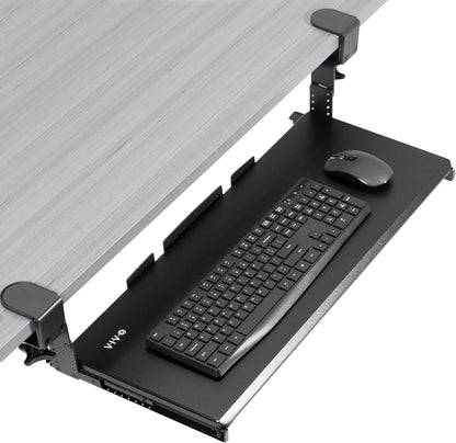 VIVO Large Height Adjustable Under Desk Keyboard Tray, C-clamp Mount System, 27 (33 Including Clamps) x 11 inch Slide-Out Platform for Typing, White, MOUNT-KB05HW