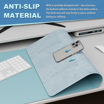 K KNODEL Leather Desk Pad Protector, Office Desk Mat, Large PVC Leather Desk Blotter, Non-Slip Mouse Pad (Dark Brown, 15.7" x 31.5")