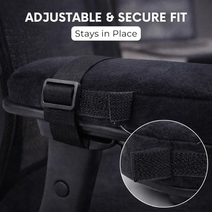 Office Chair Arm Pads 2-Pack – Soft Grey PP Cotton Cushions for Elbow Support – Universal Fit, Comfortable, Non-Slip Covers for Office, Gaming & Home Chairs