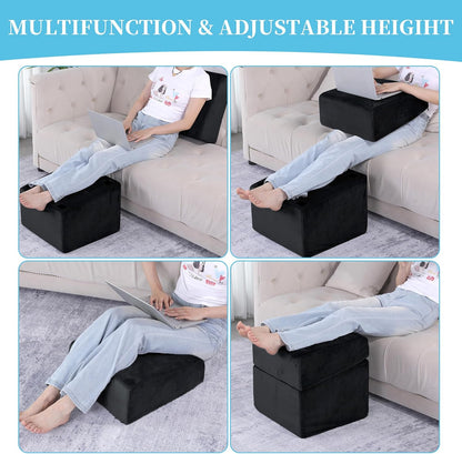 ROYALAY Adjustable Foot Rest Under Desk for Office, High-Density Foam Foot Rest with 3 Adjustable Heights, Ergonomic Footrest with Washable Cover for Home, Airplane, Travel(17 * 11 * 17in, Gray)