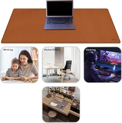 Vyaaa PU Leather & Cork Desk Mat, 39.4"x15.7" Dual Sided Computer Desk mat, Waterproof Large Mouse Pad, Non-Slip Office Desk pad, Office Desk Protector for Work/Gaming/Home (Black)