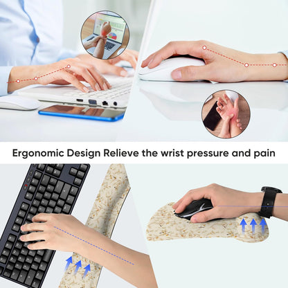RICHEN Keyboard Wrist Rest Pad and Mouse Wrist Rest Support Mouse Pad Set,Sturdy & Comfortable & Lightweight for Easy Typing & Pain Relief-Ergonomic Support (Brown)