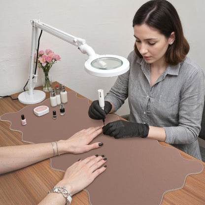 iCasso Pink Leather Desk Mat,Extra Large Scalloped Mouse Pad for Desktop,Waterproof PU Nail Table Mat,Cute Keyboard Mats for Women Girl,Non-Slip Desk Cover Mat for Office Home Dorm