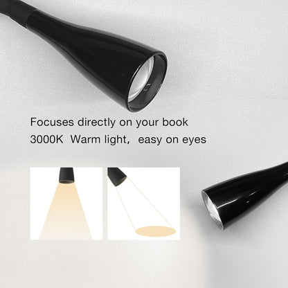 Book Light for Reading in Bed, Eye-Caring LED Reading Light, 360° Flexible Clip on headboard lamp, 5W 3000k Desk Lamp with Clamp for Bedroom, Office, Painting, Workbench and Sewing, Black