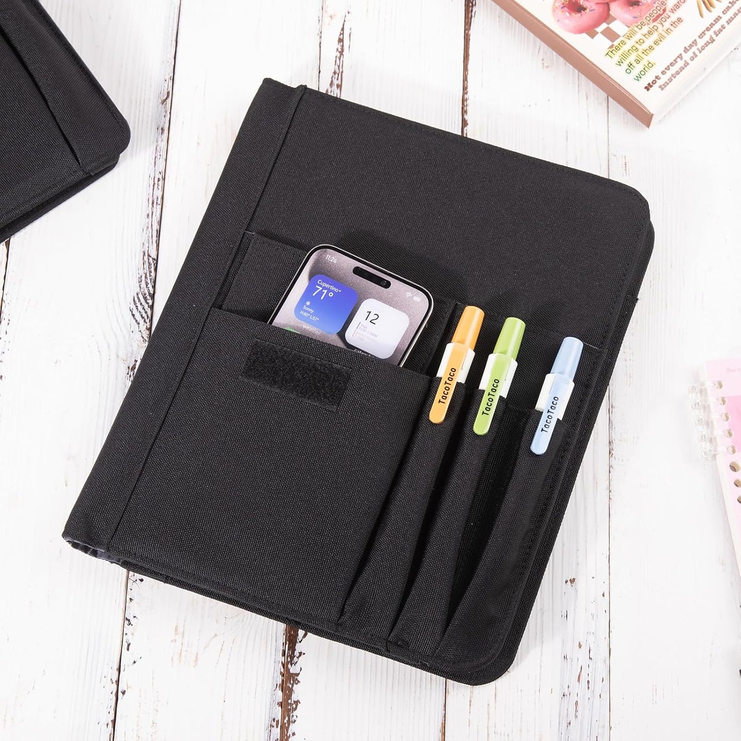 Journal Notebook Cover for Work, Journaling Notebooks Protector - Portfolio Organizer Compatible with Rocketbook Fusion, with Pen loop, Business Card Holder, File Pocket for accessories