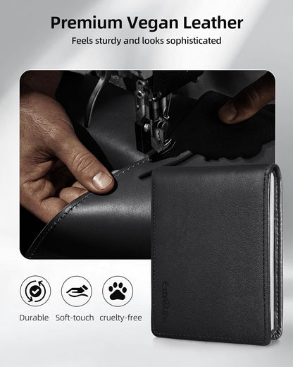 Wallet for Men, Built-in Bluetooth Tracker with Apple Find My (iOS Only), RFID Blocking Bifold Mens Air Tag Wallet with GPS Tracker, Rechargeable Wallets Finder, Gift for Him, Carbon Black
