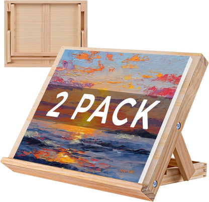 koseibal Art Easel for Painting, Tabletop Wooden Easel Stand，Adjustable Angle Portable Easel for Canvas, Ipad, Book, Artwords Display （2 Pack）