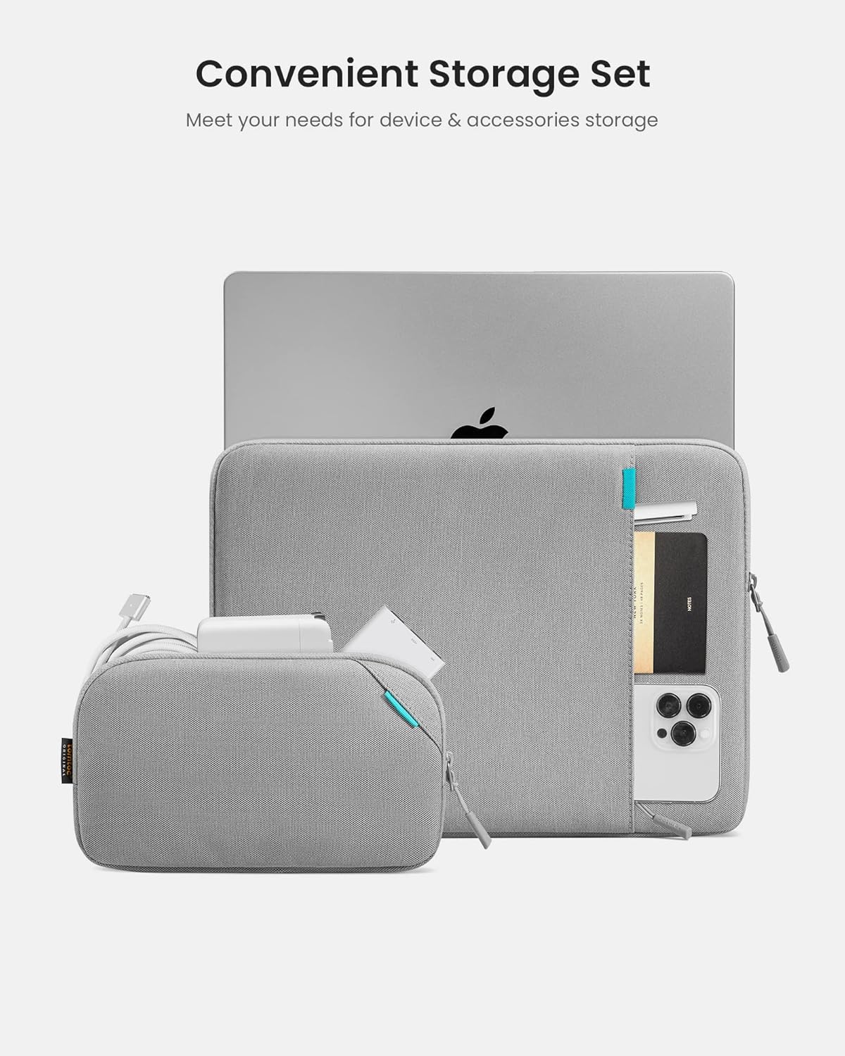 tomtoc 360 Protective Laptop Sleeve Set for 14-inch MacBook Pro M5 Pro/Max (2026) A3426 A3427 A3434 M4/M3/M2/M1 A3112 A3401 A3185, Water-Resistant Lapop Case Bag with Accessory Pouch for Dell XPS 14