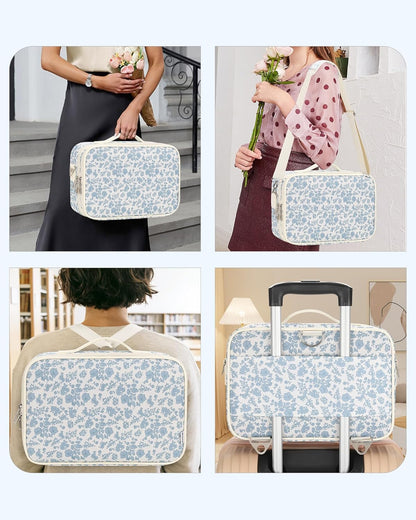 Relavel Makeup Case Large Makeup Bag Professional Train Case 16.5 inches Travel Cosmetic Organizer Brush Holder Waterproof Makeup Artist Storage Box, 3 Layer Large Capacity, with Adjustable Strap