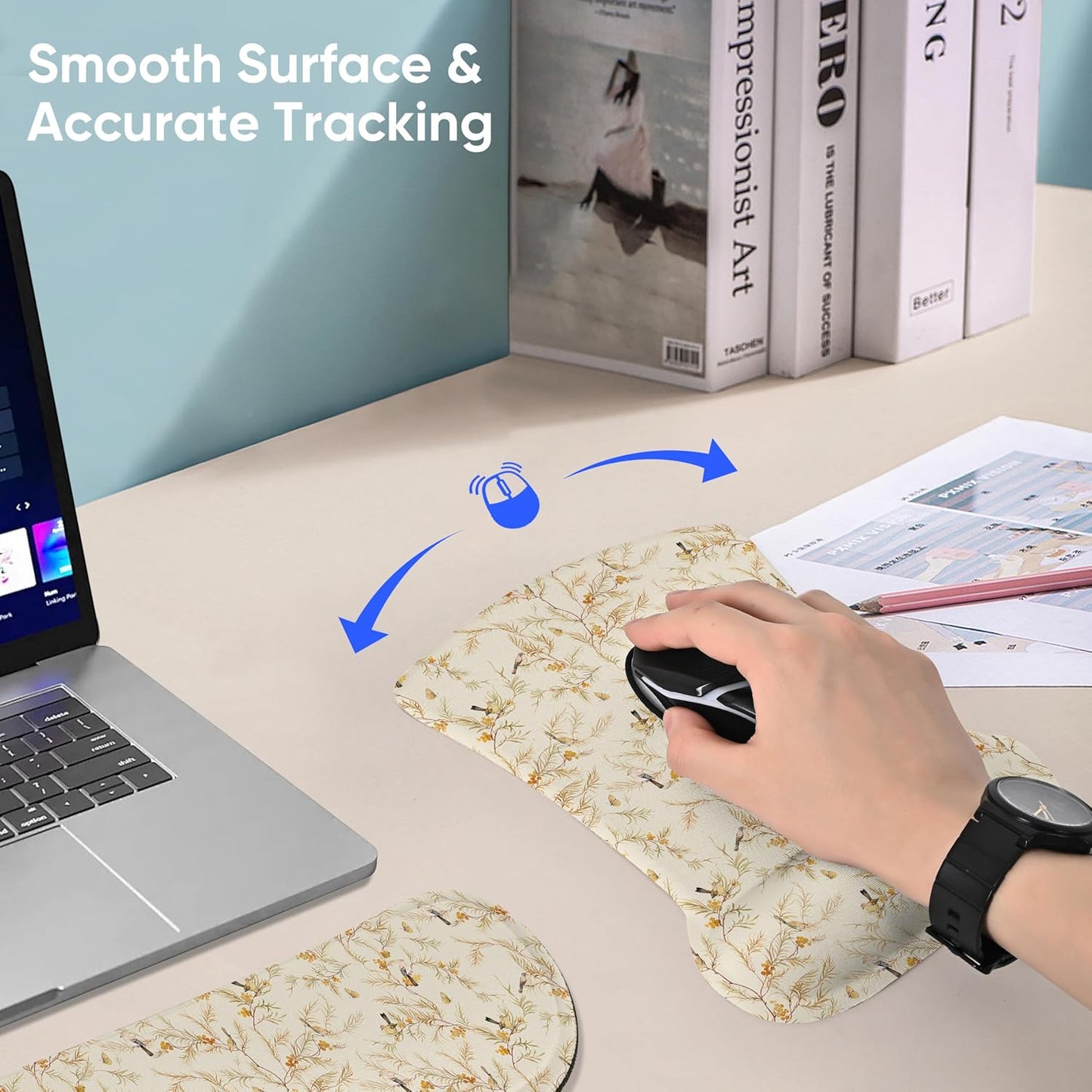 RICHEN Keyboard Wrist Rest Pad and Mouse Wrist Rest Support Mouse Pad Set,Sturdy & Comfortable & Lightweight for Easy Typing & Pain Relief-Ergonomic Support (Brown)