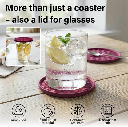 Silicone Coasters for Drinks[4 Pack]- Cup Mat for Tabletop Protection-Non-Slip, Non-Stick, Coffee Table Decor, Great Gift for Any Occasion, Black