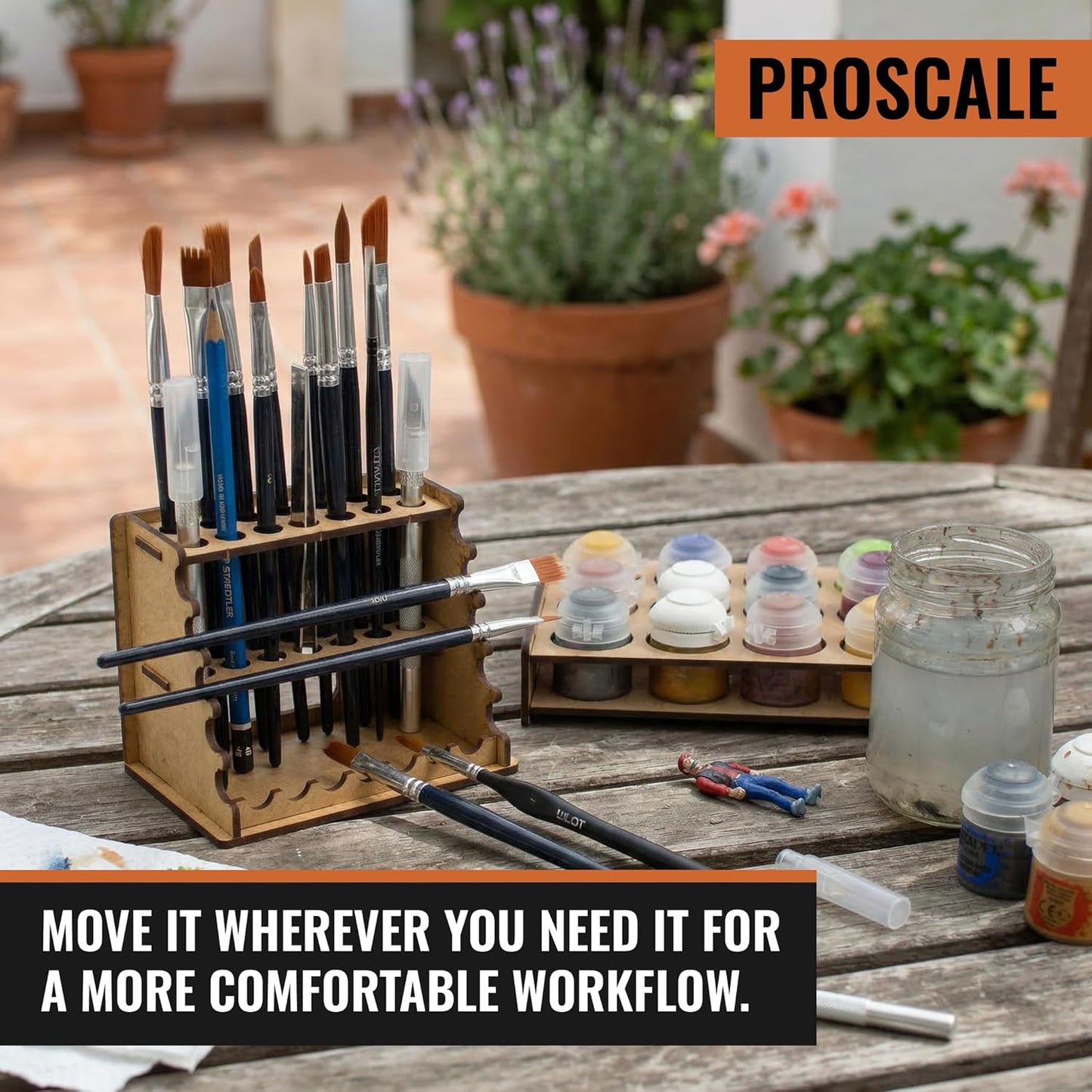 PROSCALE Brush Holder & Tool Organizer for Hobby, Miniatures & Art, Tabletop Paint Station Accessory for Brushes, Hobby Tools and Small Accessories, Clean Desk + Fast Access