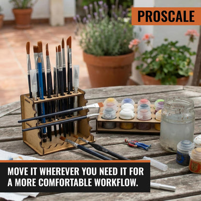 PROSCALE Brush Holder & Tool Organizer for Hobby, Miniatures & Art, Tabletop Paint Station Accessory for Brushes, Hobby Tools and Small Accessories, Clean Desk + Fast Access