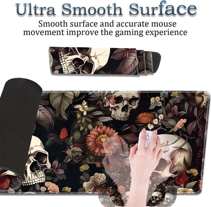Mouse Wrist Rest and Keyboard Wrist Rest Pad Set, Non-Slip Rubber Base Smooth Surface Ergonomic Gaming Mouse Pad for Easy Typing and Pain Relief, Antique Blue Wood Grain Dog Paw + Coaster