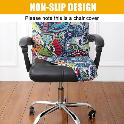 Smiry Stretch Printed Office Chair Armrest Covers, 2 Pcs Soft Fit Removable Washable Computer Desk Chair Arm Covers Protector, Black