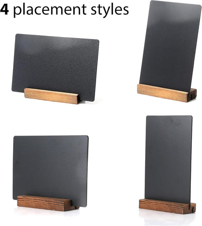 7.9x5.1 Desktop Chalkboard Sign with Wood Base, Message Board Menu Board Chalkboard for Shop Wedding Kitchen Home Party (3 Pack 7.9x5.1)