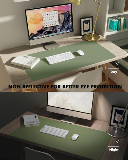 YSAGi Double-Sided Desk Pad, 31.5"x15.7"Leather Desk Mat, Eco Cork Desk Pad Protector,Large Mouse Pad,Waterproof Desk Blotter for Office/Home(Coffee)