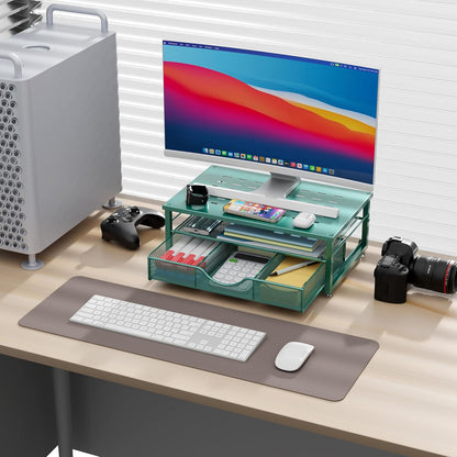 gianotter Computer Monitor Stand Riser, office organizer with Drawer, Office Organizers Storage for Classroom Office Supplies (Wood)