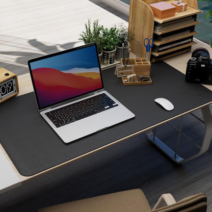 K KNODEL Leather Desk Pad Protector, Office Desk Mat, Large PVC Leather Desk Blotter, Non-Slip Mouse Pad (Dark Brown, 15.7" x 31.5")