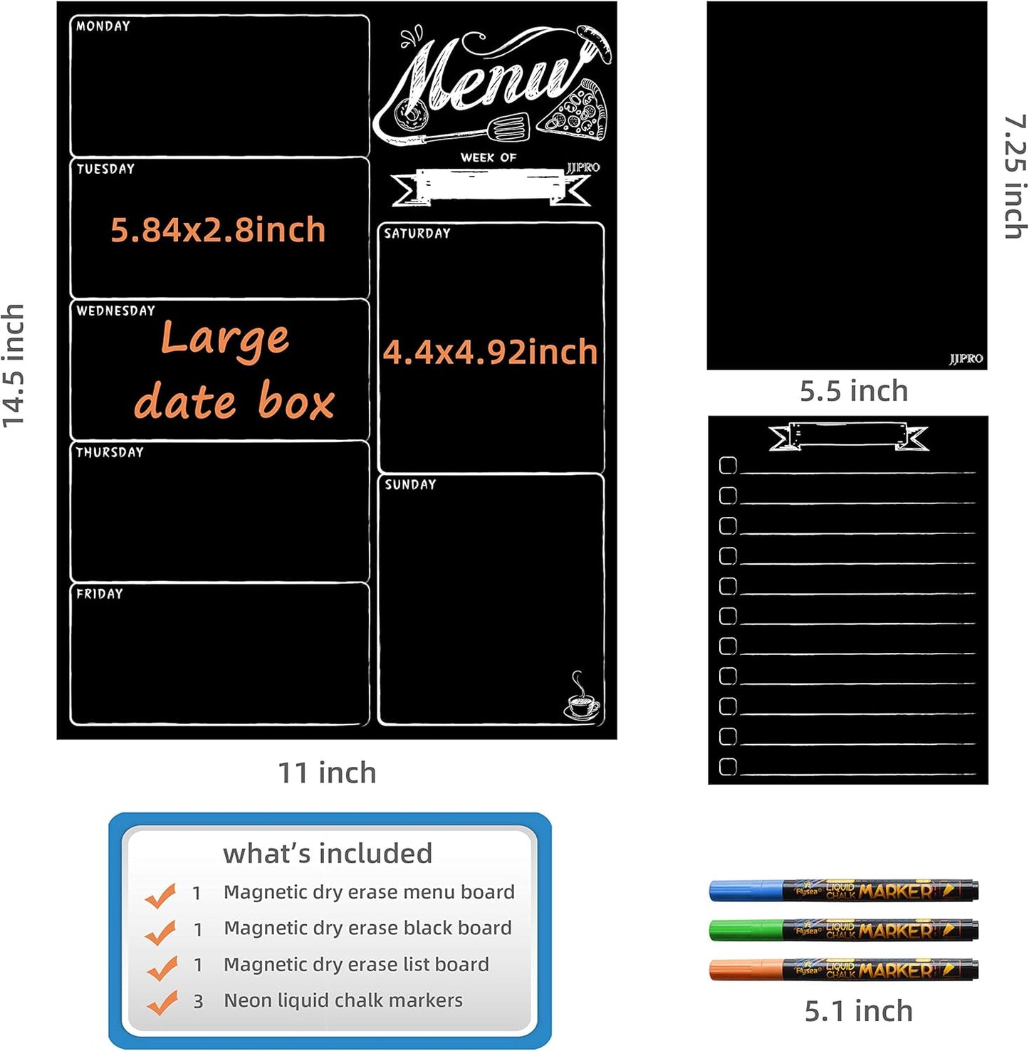JJPRO Magnetic Dry Erase Meal Planning Whiteboard for Refrigerator-Magnetic Weekly Planner for Fridge-One Bonus Notepad whiteboard-Refrigerator Organizer with Weekly Planning Boards