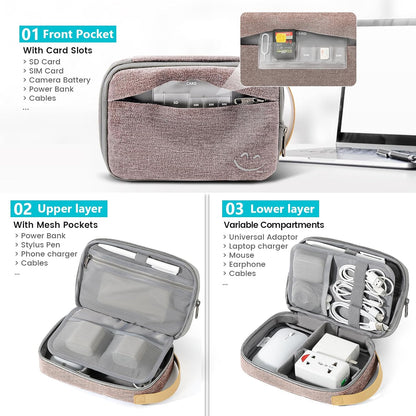 Travelkin Cord Organizer Travel, Electronic Organizer Travel Case, Cable Organizer Bag For Cords,Chargers Phone, Sd Card,Usbs (Black)