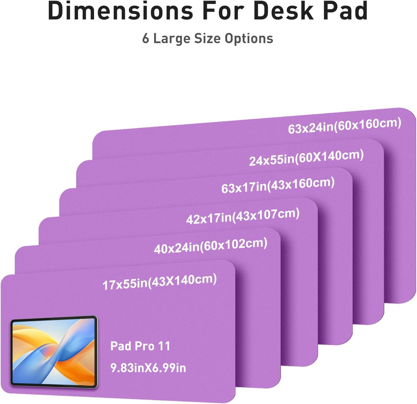 Aothia Leather Desk Pad Protector, Mouse Pad, Office Desk Mat, Non-Slip PU Leather Desk Blotter, Laptop Desk Pad, Waterproof Desk Writing Pad for Office and Home (Black,36" x 17") - Colors B