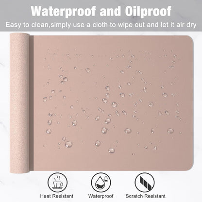 Hsurbtra Desk Pad, 23.6" x 13.8" PU Leather Desk Mat, M Extended Mouse Pad, Waterproof Desktop Blotter Protector, Non-Slip Ultra Thin Small Laptop Keyboard Writing Mat for Office Home, Pink