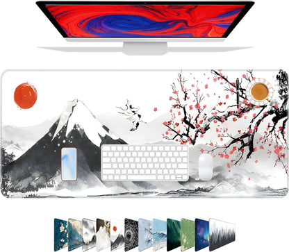 Galdas Mouse Pad For Gaming,Forest Background Pattern XXL XL Large Mouse Mat Long Extended MousePad Desk Mat Non-Slip Rubber Mice Pads Stitched Edges Thin (31.5 x 11.8 x 0.12 Inches) Tree
