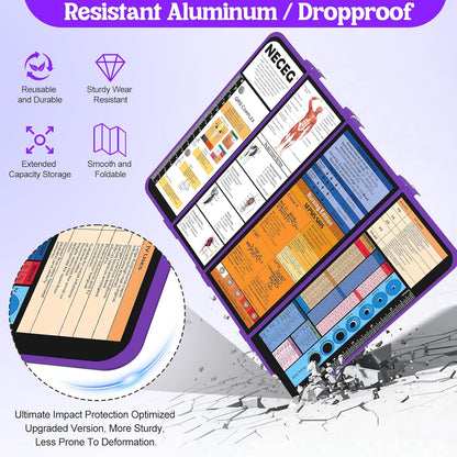Nursing Clipboard Foldable-4 Layers Aluminum Nurse Foldable Clipboard Nursing Medical Edition Cheat Sheets, Pocket Size Pen Clip for Nurses Students School and Doctors-Pink