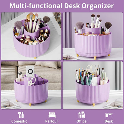 fanado 360° Rotate Makeup Brush Holder Organizer, Makeup Organizers Countertop, Makeup organization and Skincare Storage for Vanity, Desktop, Bathroom (White)