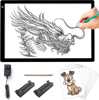 A4 Wireless LED Light Pad with Carry Bag, Innovative Stand and Top Clip, TOHETO Rechargeable Light Box Stepless Dimmable and 6 Levels Brightness Cordless Light Board for Tracing Weeding Vinyl (Black)